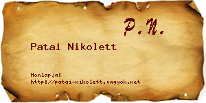 Patai Nikolett névjegykártya